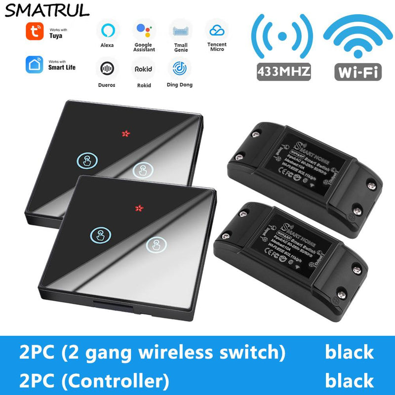 SMATRUL Tuya Smart App WiFi Touch Switch Light Wall Panel RF 433Mhz Remote DIY Relay Breaker Module Home Google Alexa 220V