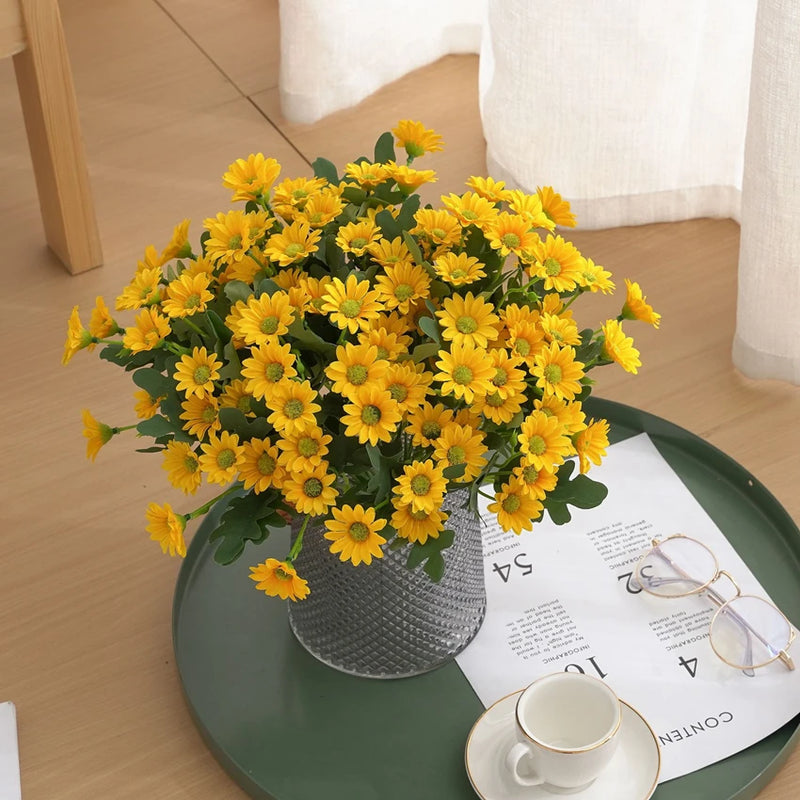 Autumn Beautiful Silk Daisy Bouquet Christmas Decorations Vase for Home Wedding Decorative Household Products Artificial Flowers