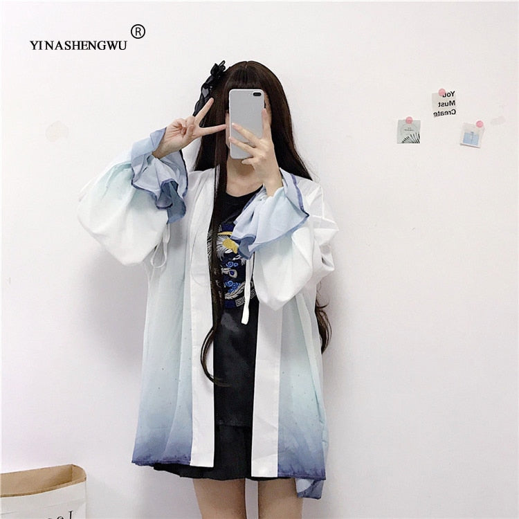 Kimonos Costume Woman Coat 14 Styles Girl Kawaii Print Crane Cosplay Yukata Harajuku Shirts Japan Women Haori Japanese Cardigan