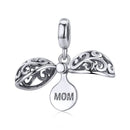 Mom Love Pendant BISAER 925 Sterling Silver Oxidized Maternal Love Mom Mother Beads Charms For Women Silver 925 Jewelry ECC1460