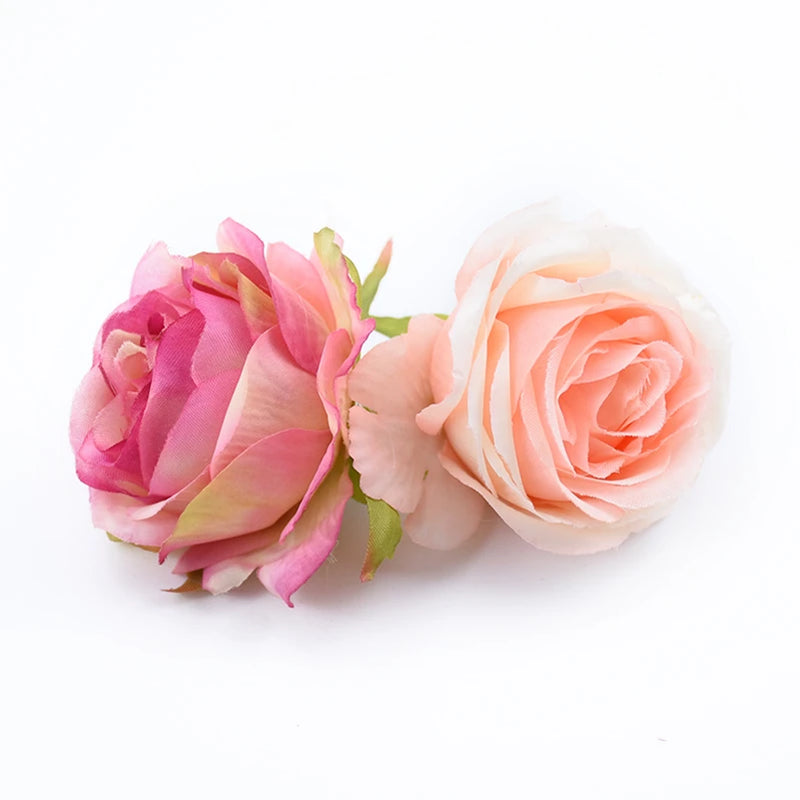 100pcs Artificial Flowers Silk Roses Head Christmas Decorations for Home Wedding Decorative Wall Bridal Accessories Clearance