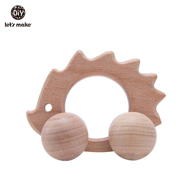 Let's Make Wooden Baby Toys 0 12 Month 1PC Toys For Babies Beech Car Hedgehog Elephant Educational Infants Developmental Newborn