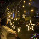 LED Icicle Star Moon Lamp Fairy Curtain String Lights Garland Christmas Lights Decor for Room Home Wedding Party Window Decor