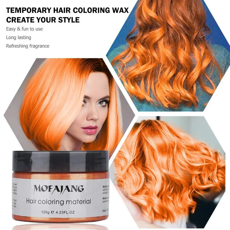 Mofajang 9 Colors Hair Color Dye Wax  Strong And Hold Unisex Hair Diy Styling Disposable Black Temporary Hair Gel Coloring Wax