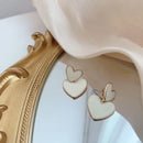 2020 New Fashion Korean Drop Earrings For Women White Enamel Double Heart Korean Jewelry Female Earring Girls Gift