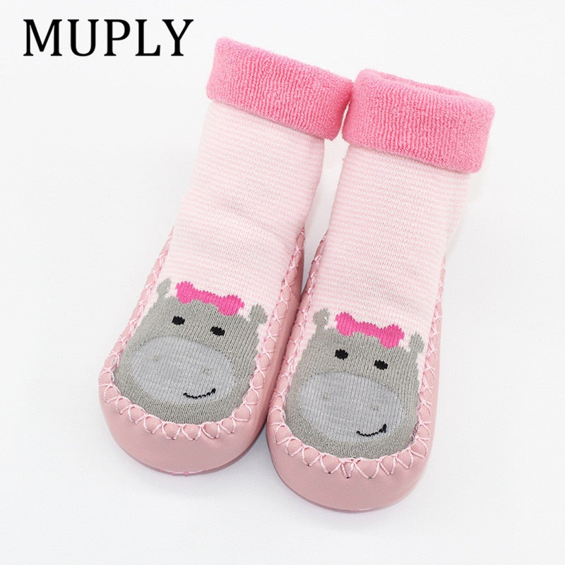 Infant Socks For Baby Warm Booties Sock With Rubber Soles For Newborn Toddler Baby Girl Boy Socks Kids Winter Sock Terry Sliper