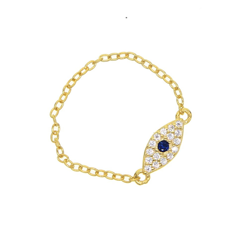 925 sterling silver gold color evil eye ring eye charm delicate chain minimal girl women Simple Charm finger band jewelry