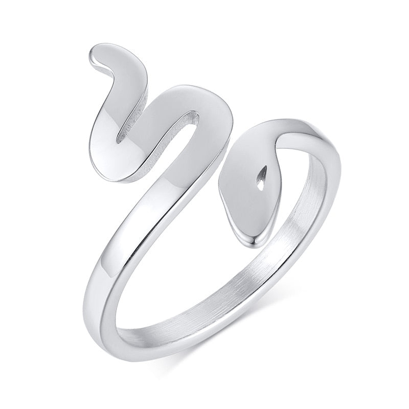 Fashion Snake Shape Ring Stainless Steel Jewelry Gold Color Bague Serpent Rings for Women Cute Party Jewelry