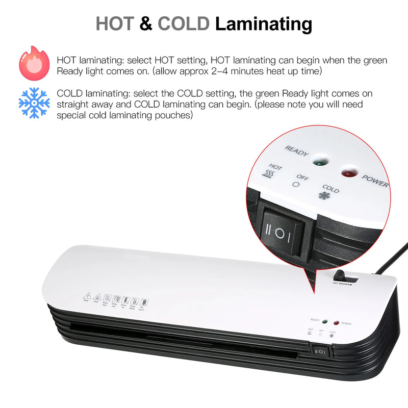 SL299 Laminator Machine Set A4 Hot and Cold Lamination 2 Roller System with 20 Laminating Pouches Paper Cutter Corner Rounder