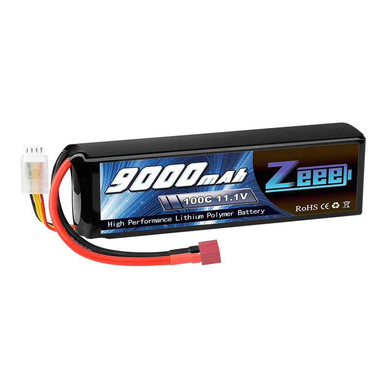 Zeee 3S 9000mAh Lipo Battery 11.1V 100C Deans Connector with Metal Plates for RC Car Truck Buggy Tank RC Hobby Models RC Parts