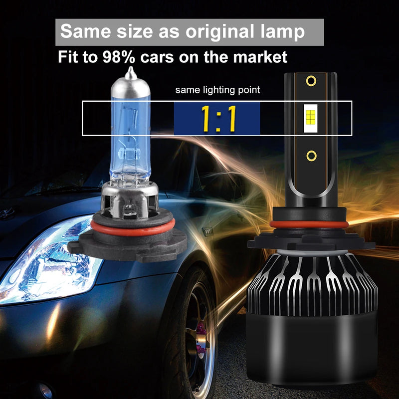 YHKOMS H4 LED H7 LED 20000LM H1 H8 H9 H11 9005 HB3 9006 HB4 9012 Car LED Light Bulb Auto Fog Lamp Automobiles  Headlamp 6000K