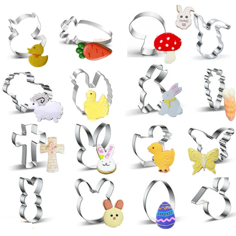 Easter chicken sheep rabbit egg butterfly metal cookie cutters party Biscuit mold fondant cake Pastry decor cupcake topper