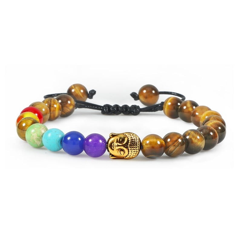 Tiger Eye Beaded Bracelets Bangles Men Braided Rope Healing Balance Yoga Charm Women Natural Stone Buddha Bracelet Adjustable