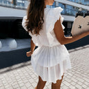 Ardm Elegant O Neck Ruffled White платье2021 Sleeveless Mid-length High-waist Summer Mini Dress Women Princess Dress Vestidos
