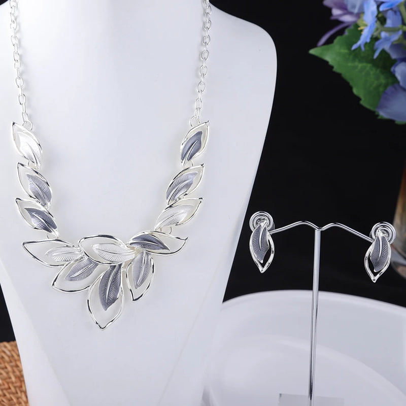 MeiceM Women Enamel New Design Leaf Drop Chunky Necklace Female Luxury Necklaces Wedding Christmas Gifts for Women 2021 Jewelry