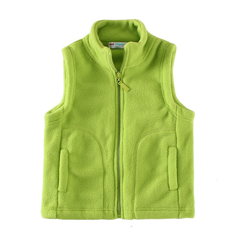 Mudkingdom Cute Girls Boys Fleece Vest Lightweight Full Zipper Sleeveless Jacket Kids Clothes Solid Toddler Coat Autumn Winter