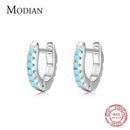 Modian Silver Turquoise Tiny Earring Fashion 925 Sterling Silver Exquisite Small Hoop Earrings For Women Gir Statement Jewelry