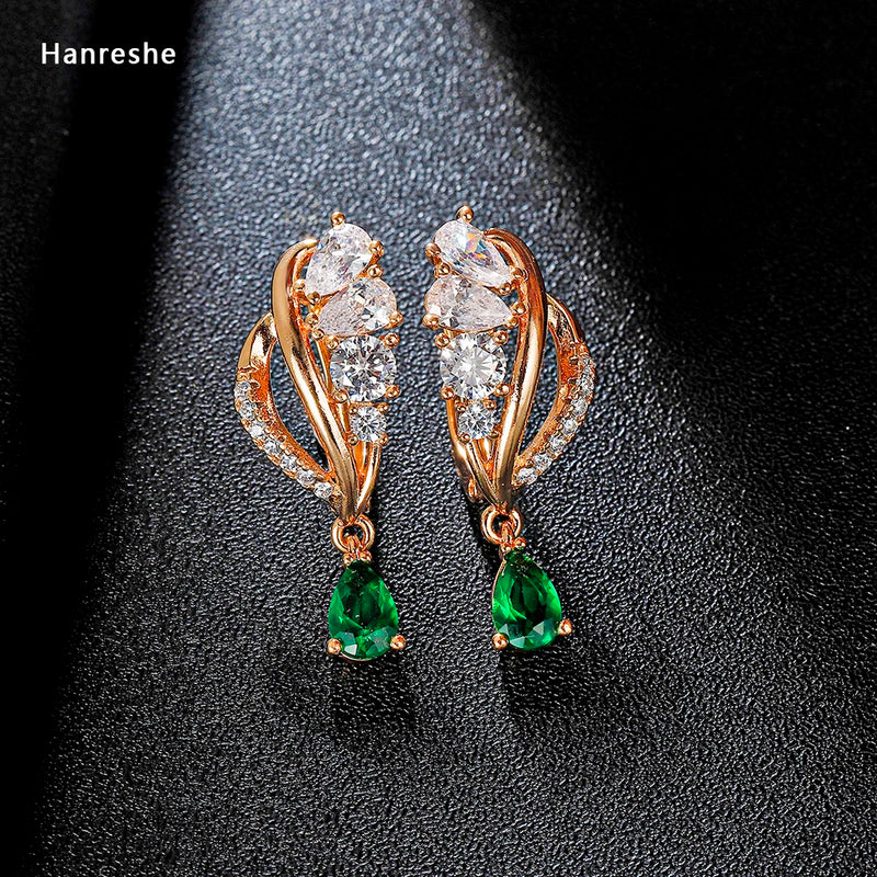 Hanreshe Earrings Women Punk Jewelry Wedding Gift Rose Gold Color Red Natural Zircon Stud Earrings Cute Crystal Small Earrings