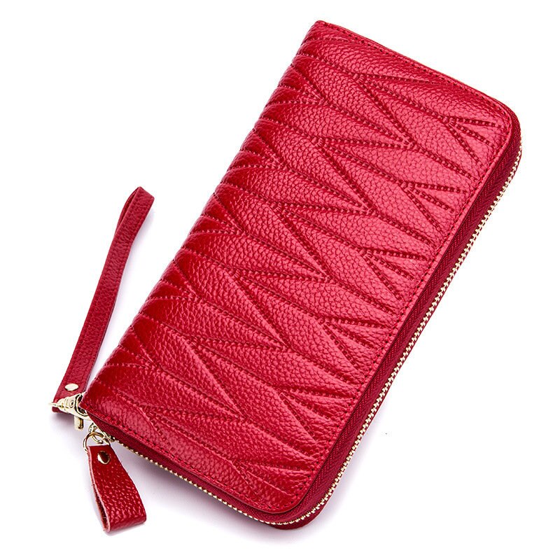 Genuine Leather Long Zipper Card Holder Wallets RFID Business Credit Card Holder Women Clutch Wallets Passport Holder Coin Purse