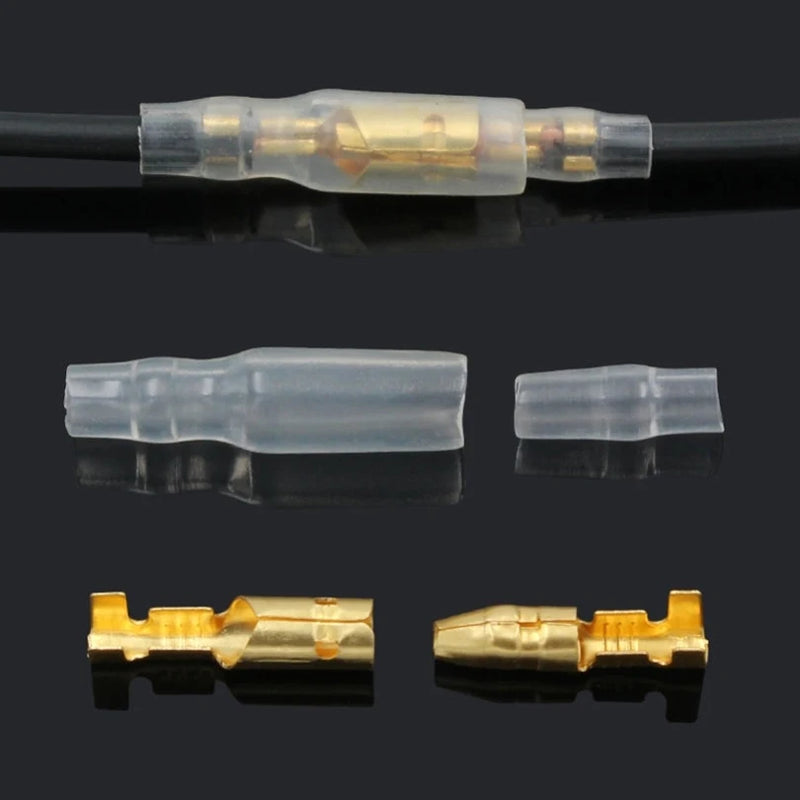 50/100Sets 4.0mm Female and Male Bullet Terminals Connector Gold Brass Wire Connector And Insulating Sleeves for Car