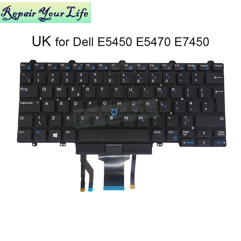 UK/GB PT-BR Brazil Backlit keyboard For Dell Latitude 3340 E5450 E7480 E7470 E7450 0W24RK 08NC1K Notebook PC Keyboards Backlight