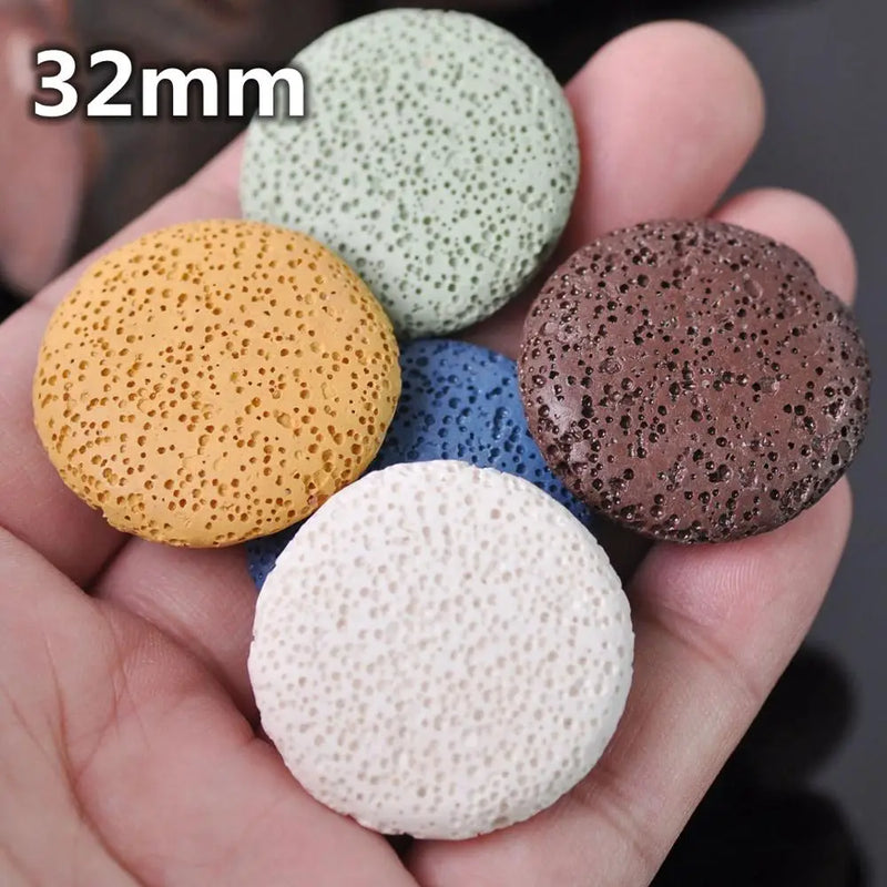 5pcs Natural Volcano Lava Stone Flat Round 20mm 27mm 32mm Loose Crafts Beads lot for Jewelry Making DIY Earring Findings