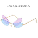 2022 Vintage Dragonfly Wings Sunglasses Fashion Rimless Women Clear Lens Eyewear Men Pink Sun Glasses UV400 Eyewear Female