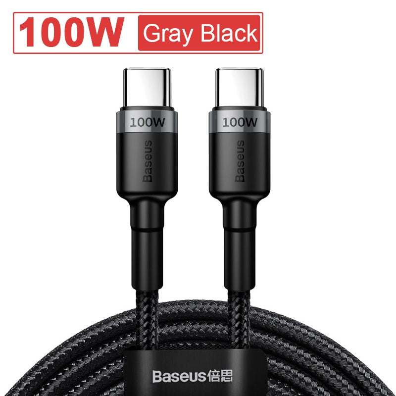 Baseus 100W USB C to USB Type C Cable for MacBook Pro Quick Charge 4.0 Fast Charging for Samsung Xiaomi mi 10 Charge Cable