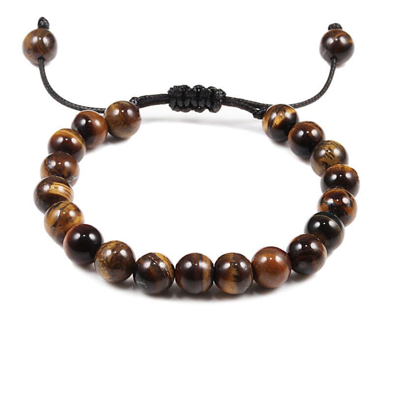 Tiger Eye Beaded Bracelets Bangles Men Braided Rope Healing Balance Yoga Charm Women Natural Stone Buddha Bracelet Adjustable