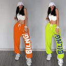 American retro letter print trousers women's 2021 new sports hip-hop trend casual pants dance jazz performance loose pants
