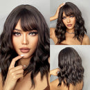 JONRENAU Middle Long Straight Hair with Bangs Ombre Brown to Blonde Wig Dark Roots Synthetic Wigs for Women Heat Resistance Hair