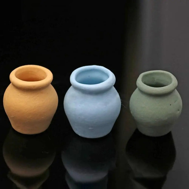 1/2/3Pcs Mini Porcelain Vases Model Miniatures Figurines Ceramic Flower Pots Vases Figurines Miniatures for 1/12 Dollhouse