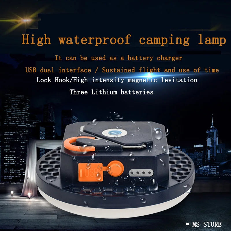 MOSLIGHTING Rechargeable Camping Lantern Magnet Flashlight Fishing Light Outdoor Work Repair Portable High Power Emergency LED