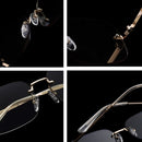 Peekaboo gold square frame sunglasses rimless men metal grey green retro sun glasses for women frameless uv400 light color