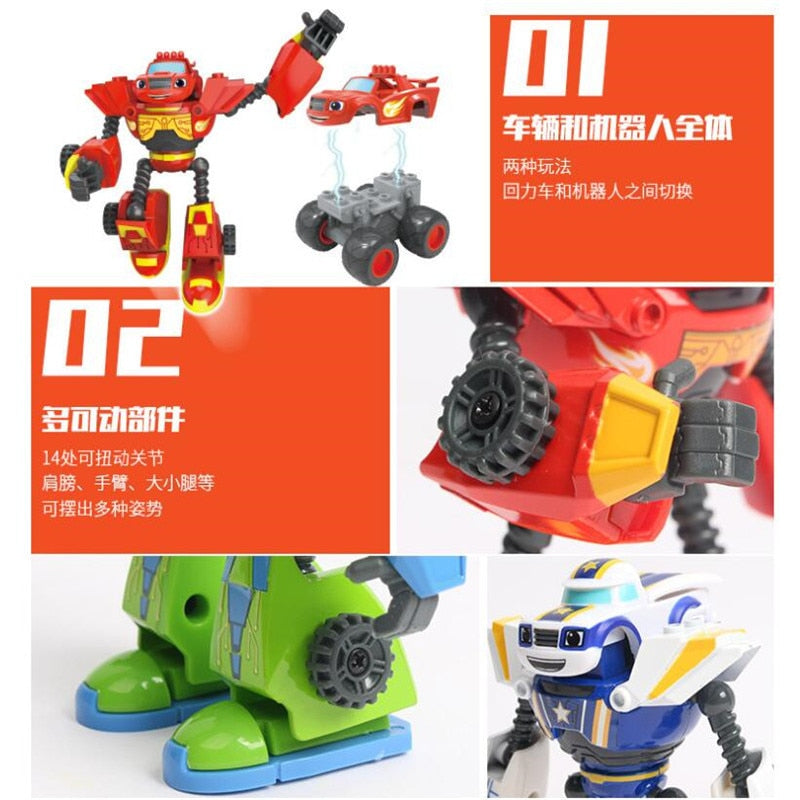 Hot Sell Anime Figure Blaze Monster Machines Cartoon Plastic/Alloy Deformed Car Model Action Figures Toys Child Birthday Gifts