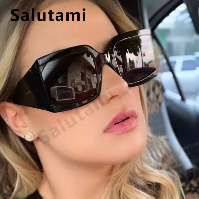 Oversized Square Sunglasses Women White Silver Mirror Rivet Sun Glasses 2020 Brand Men Eyewear Female Vintage Wide Leg Shades