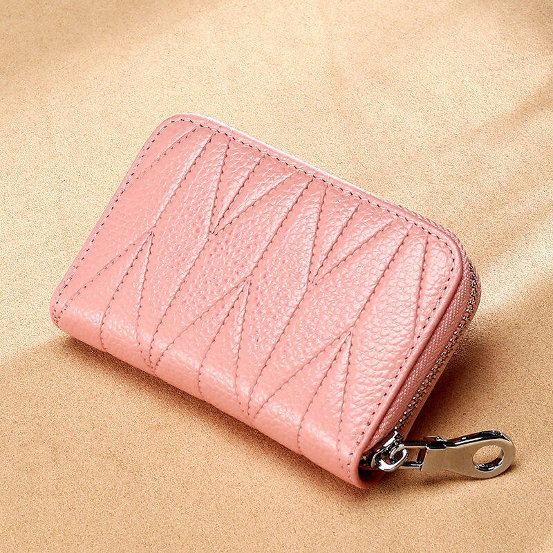 Genuine Leather Long Zipper Card Holder Wallets RFID Business Credit Card Holder Women Clutch Wallets Passport Holder Coin Purse