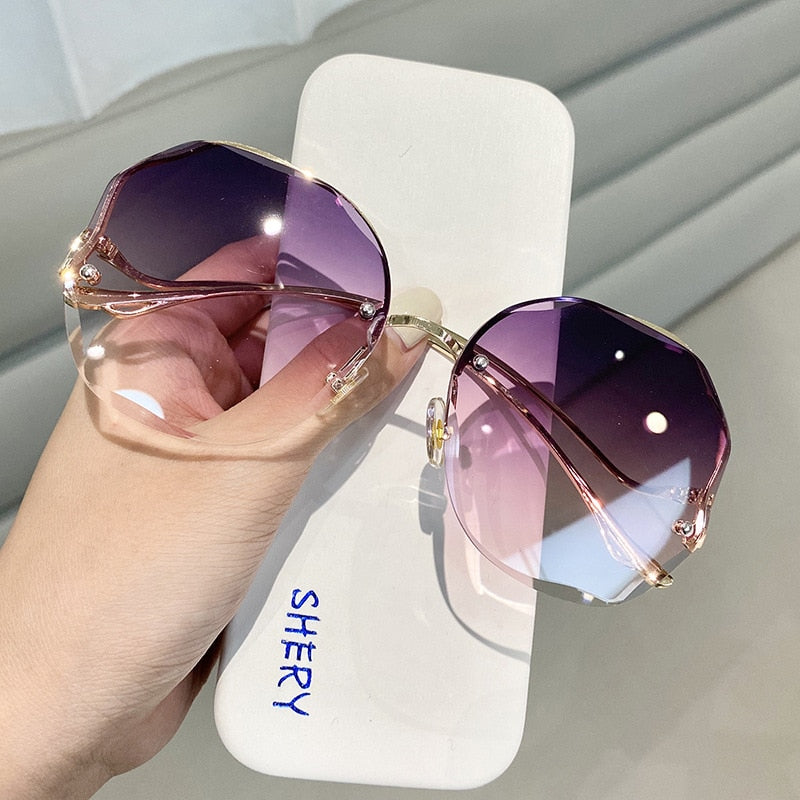 2022 Rimless Sunglasses Fashion Sunglasses Women Tide Vasos Decorativos Luxury Lunette De Soleil Femme Vintage Zonnebril Dames