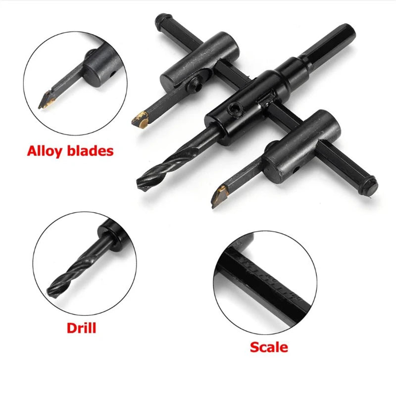 30-120/200/300mm Adjustable Circle Hole Cutter Wood Drywall Drill Bit Saw Round Cutting Blade Aircraft Type DIY Tool