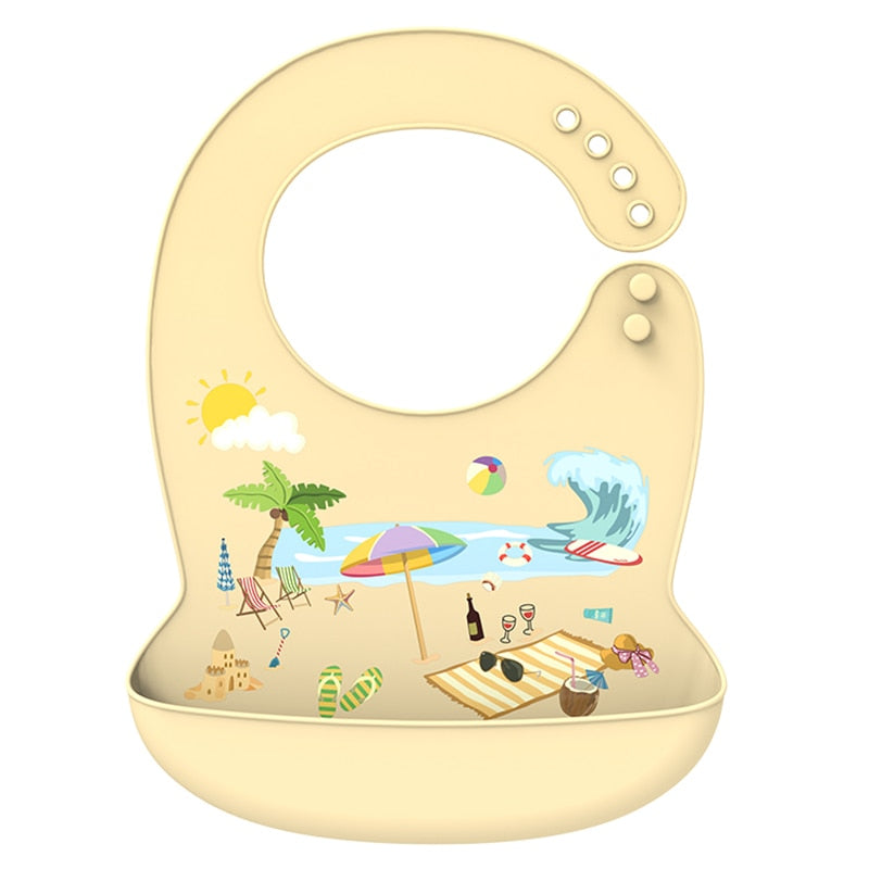 LOFCA 1pc Animal Cartoon Silicone Waterproof Bib Food Grade BPA&amp;PVC Free Silicone Soft Baby Bib Adjustable Easy Wash and Clean