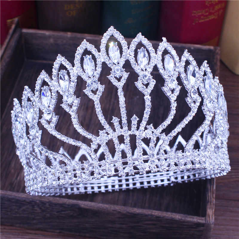 Crystal Queen Wedding Tiara Crown Bridal Pageant Hair Ornaments Baroque Diadem Headpiece Women Bride Head Jewelry Accessories