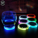 Car LED Cup Holder Light Mats Car Coasters Bottle Atmosphere Light Constellation Backlight Lamp LED Cup 7 Colors Holder Pads