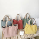 Lunch Bag Corduroy Canvas Lunch Box Picnic Tote Cotton Cloth Small Handbag Pouch Dinner Container Food Storage Bags For Ladies
