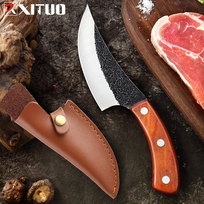 XITUO Handmade Forged 5 inch High Carbon Stainless Steel Chef Knife Meat Cleaver Kitchen Knife Rosewood Handle Cooking Tool