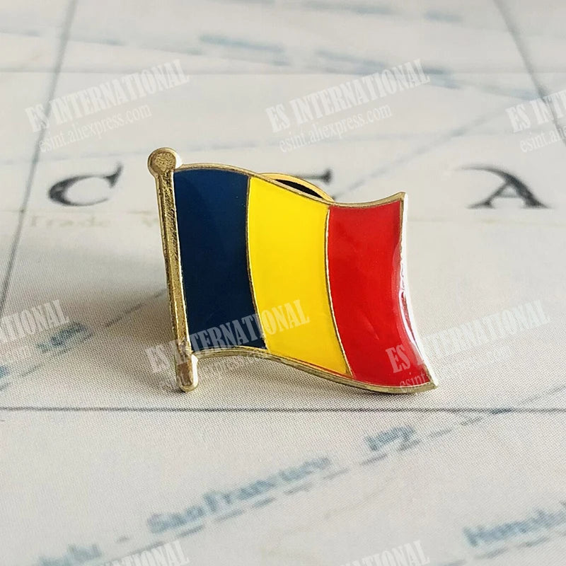 ROMANIA National Flag Embroidery Patches Badge Shield And Square Shape Pin One Set On The Cloth Armband   Backpack  Decoration