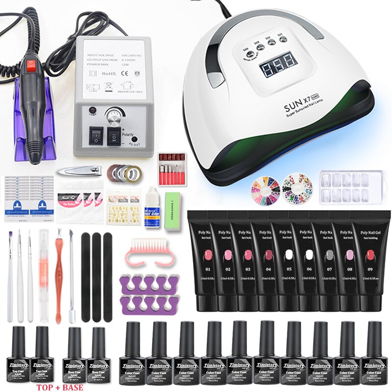 Nail Set 114W/54W UV LED Nail Lamp Dryer 20000RPM Machine Polish Nail Drill And Nail Extension Crystal Paste Nail Art Kit