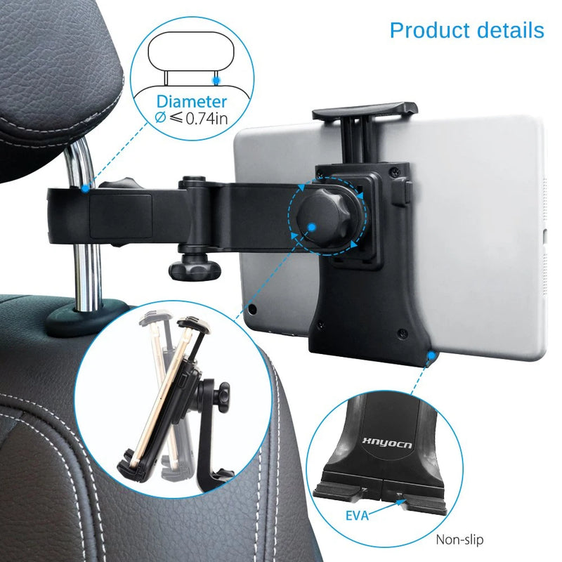 Car Holder 4-11" Tablet Back Seat Universal Bracket 360 Rotating Headrest Mount Microphone Tablets PC Stand for iPad Air pro 9.7