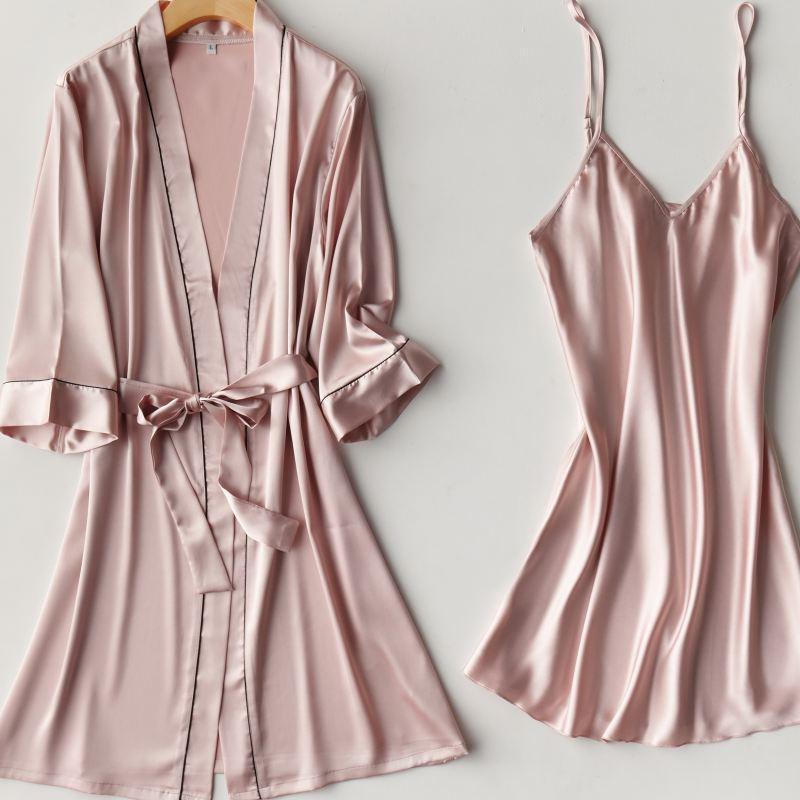 Satin Bride Bridesmaid Wedding Robe Women Soft Homewear 2PCS Sleepwear Summer New Nightdress Silky Intimate Lingerie Nightwear