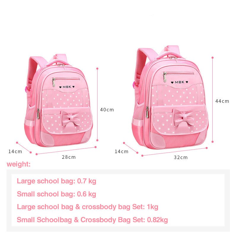 New Children School Bags Girls Dot Cute Bow Kids Backpack Set Primary School Backpacks Schoolbag Satchel Mochila Infantil