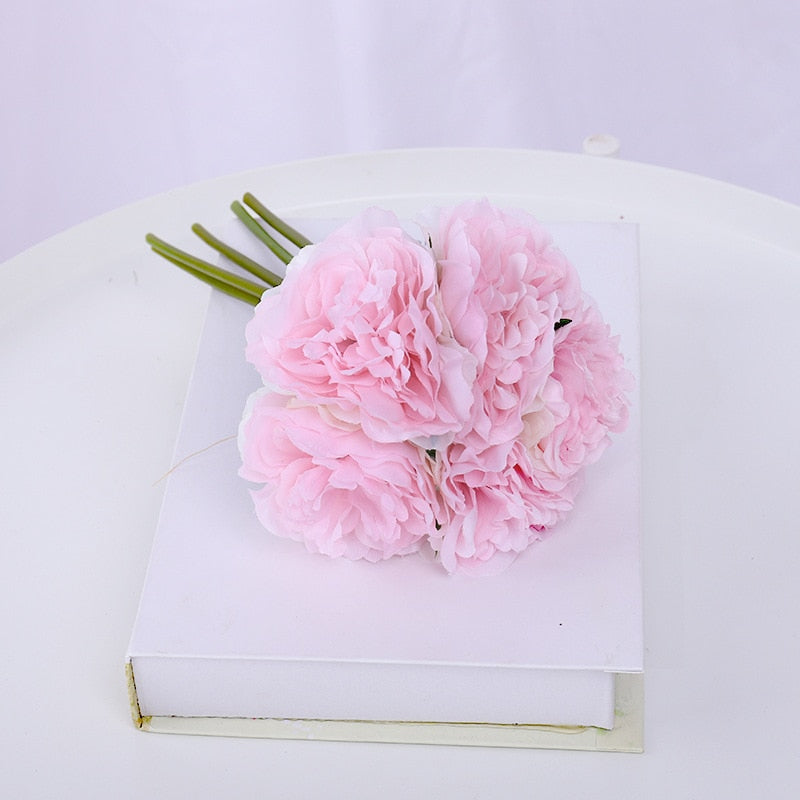 Beautiful Peony Artificial Flowers Bouquet Pink Big Silk Bloom Fake Flower Home Wedding Centerpieces Decor Living Room Bedroom